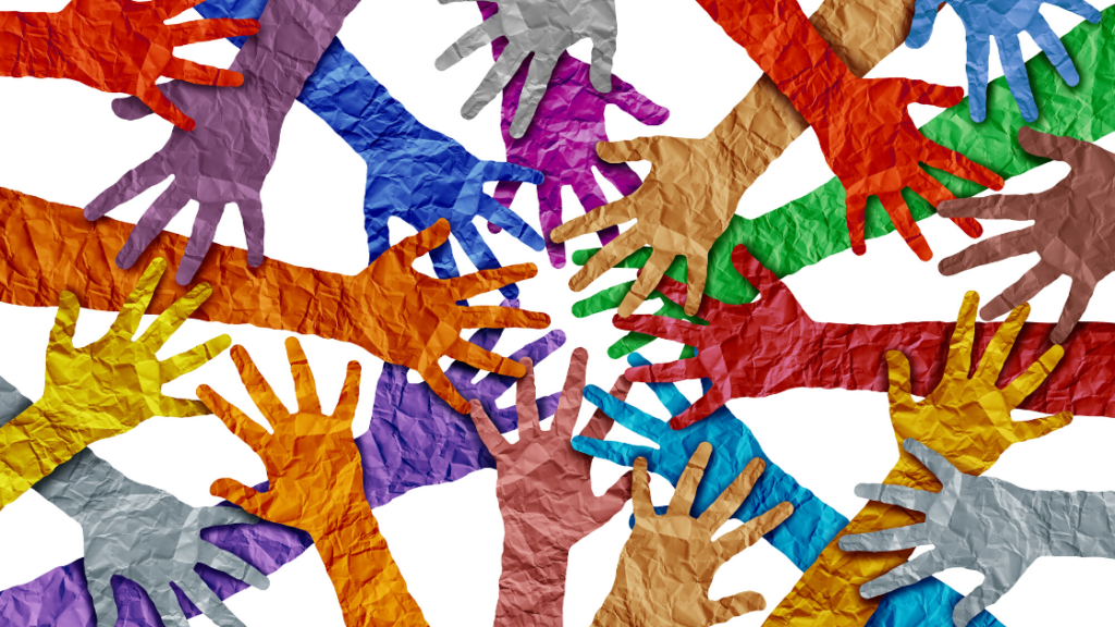 Inclusive paper hands, colorful